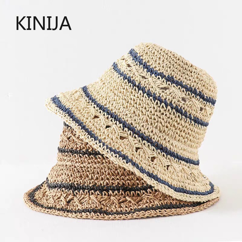 Summer Hat Women Straw Sun Hat - Bucket Hat Straw ulasan dan harga